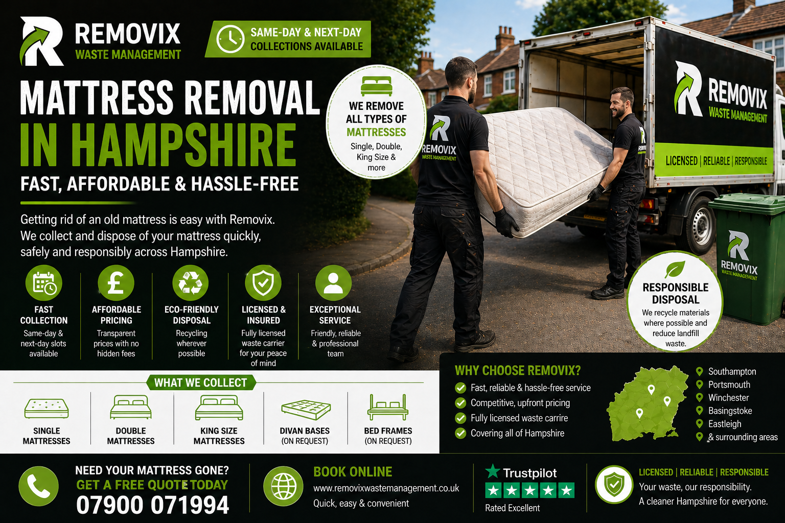 Mattress Removal in Hampshire: Fast, Affordable & Hassle-Free Collection